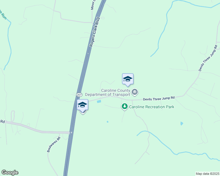 map of restaurants, bars, coffee shops, grocery stores, and more near 13325 Devils Three Jump Road in Caroline County