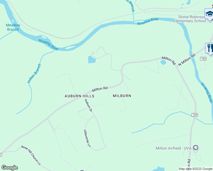 map of restaurants, bars, coffee shops, grocery stores, and more near 1710 Milton Road in Charlottesville