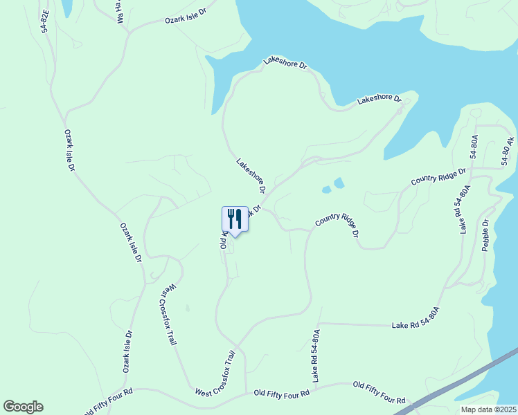 map of restaurants, bars, coffee shops, grocery stores, and more near Old Kinderhook Drive in Camdenton