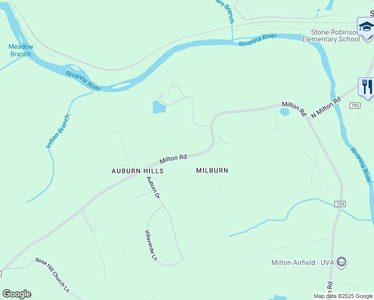 map of restaurants, bars, coffee shops, grocery stores, and more near 1710 Milton Road in Charlottesville