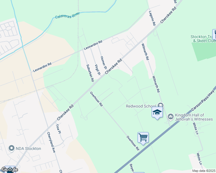 map of restaurants, bars, coffee shops, grocery stores, and more near 5429 Teixeira Drive in Stockton