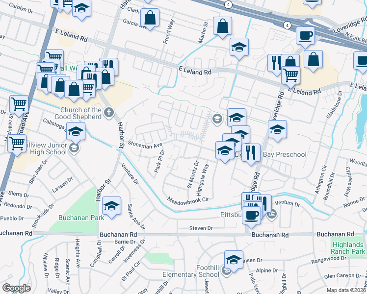 map of restaurants, bars, coffee shops, grocery stores, and more near 4 Meadowbrook Avenue in Pittsburg