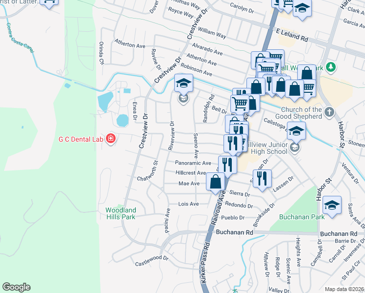map of restaurants, bars, coffee shops, grocery stores, and more near 157 Manville Avenue in Pittsburg