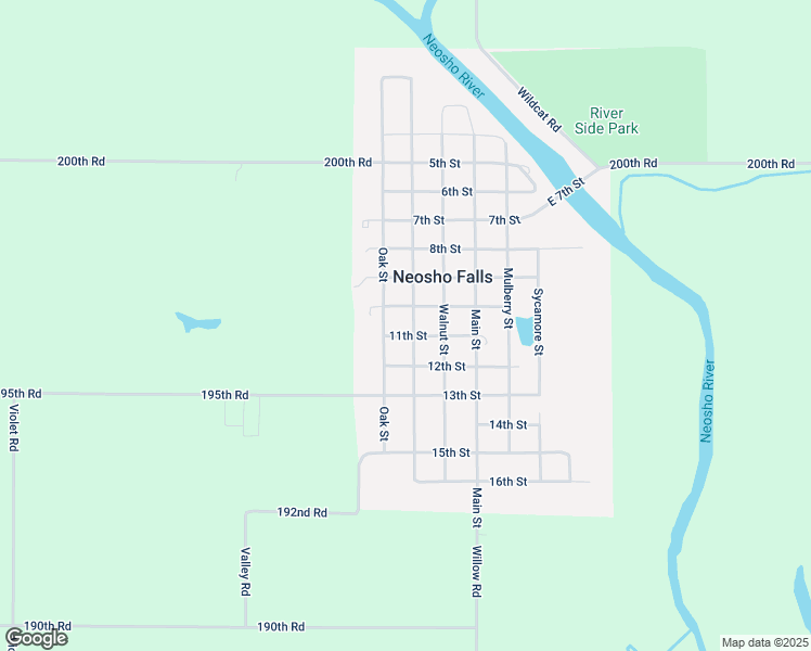 map of restaurants, bars, coffee shops, grocery stores, and more near 11th Street in Neosho Falls