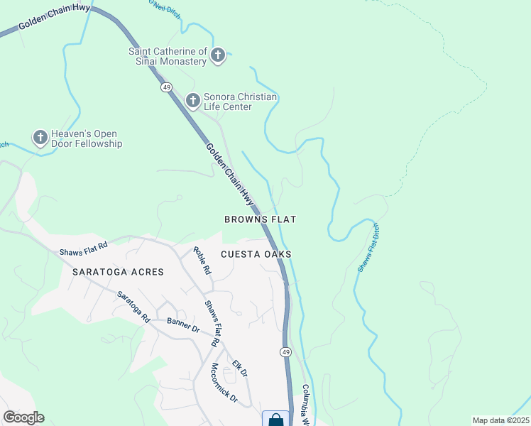 map of restaurants, bars, coffee shops, grocery stores, and more near 11901 Golden Chain Highway in Sonora
