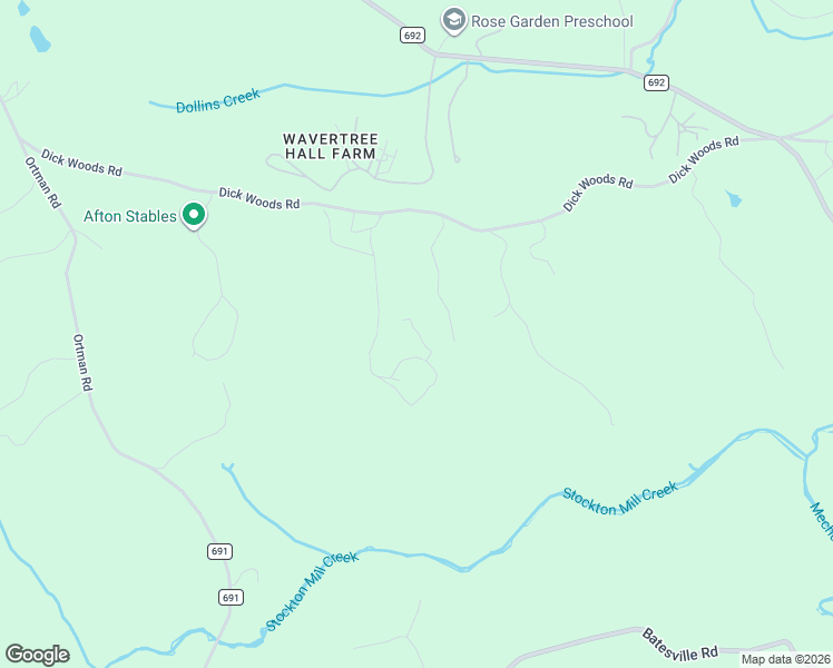 map of restaurants, bars, coffee shops, grocery stores, and more near 7333 Dick Woods Road in Afton