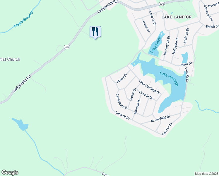 map of restaurants, bars, coffee shops, grocery stores, and more near 212 Land Or Drive in Ruther Glen
