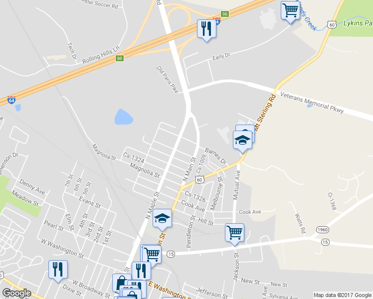 map of restaurants, bars, coffee shops, grocery stores, and more near 11 Sycamore Street in Winchester
