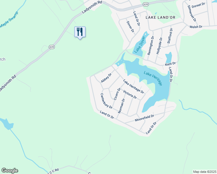 map of restaurants, bars, coffee shops, grocery stores, and more near 753 Canterbury Drive in Ruther Glen
