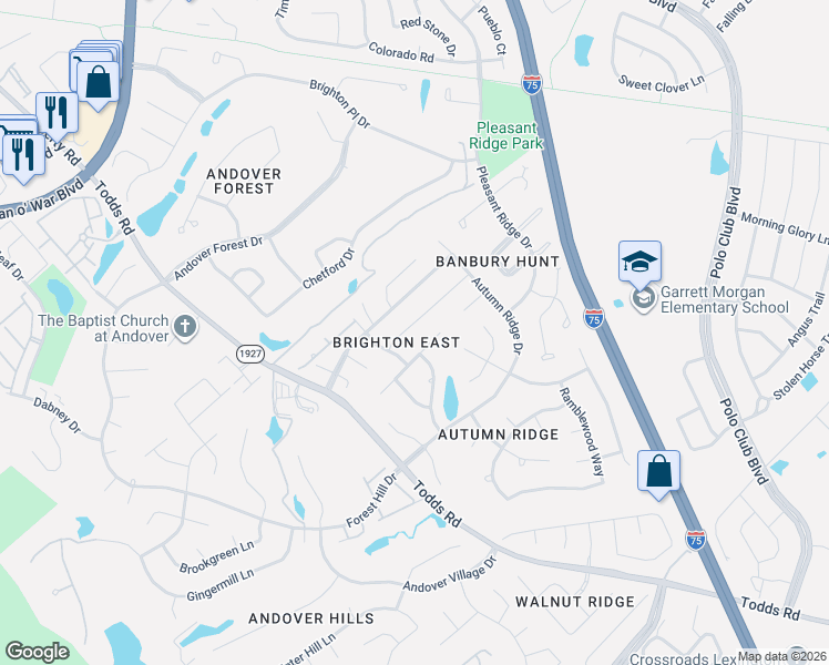 map of restaurants, bars, coffee shops, grocery stores, and more near 1012 Marco Lane in Lexington
