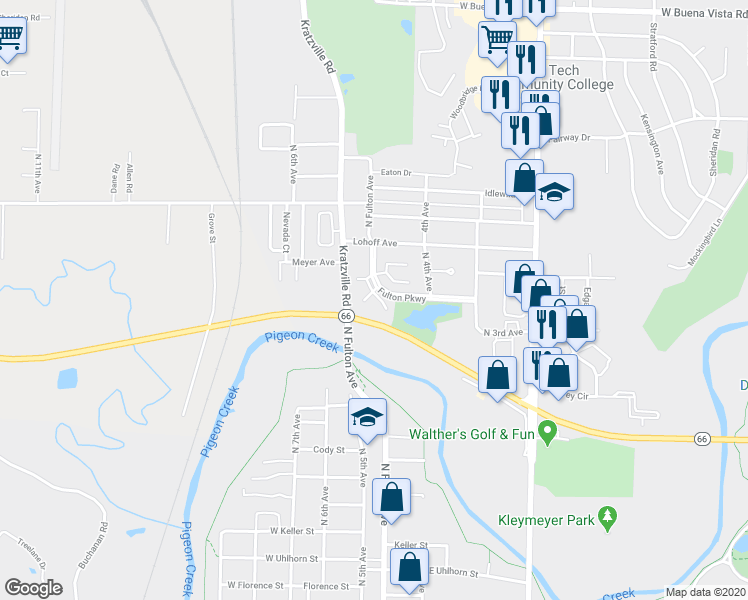map of restaurants, bars, coffee shops, grocery stores, and more near 2827 Brittany Court in Evansville