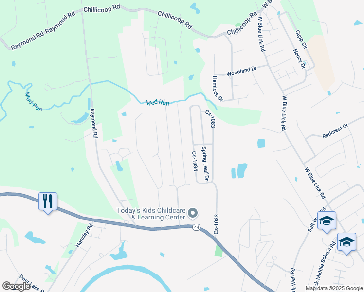 map of restaurants, bars, coffee shops, grocery stores, and more near Hickory Acres East in Shepherdsville