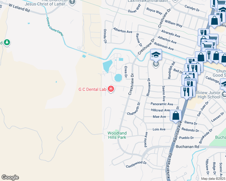 map of restaurants, bars, coffee shops, grocery stores, and more near 3804 Malibu Place in Pittsburg