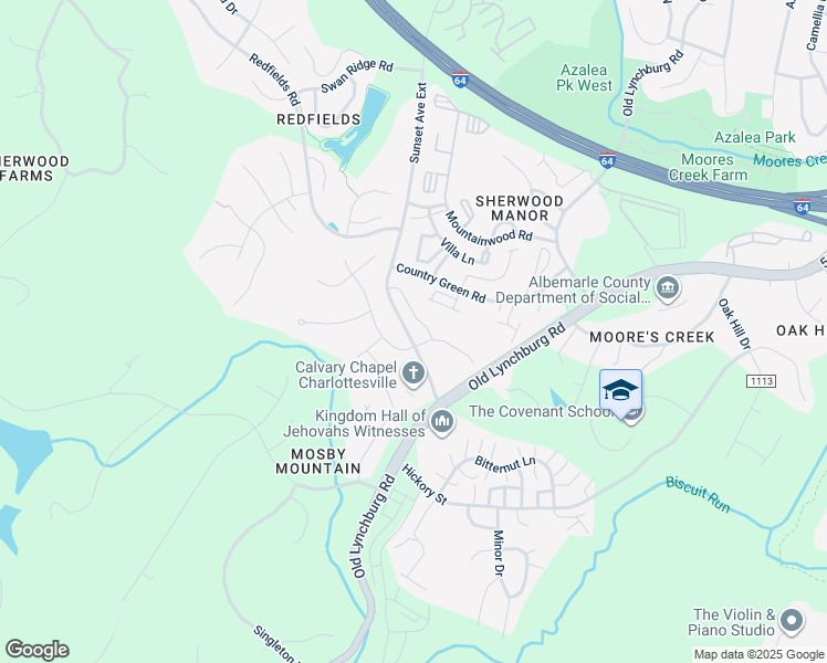 map of restaurants, bars, coffee shops, grocery stores, and more near 1169 Sunset Avenue Extended in Charlottesville