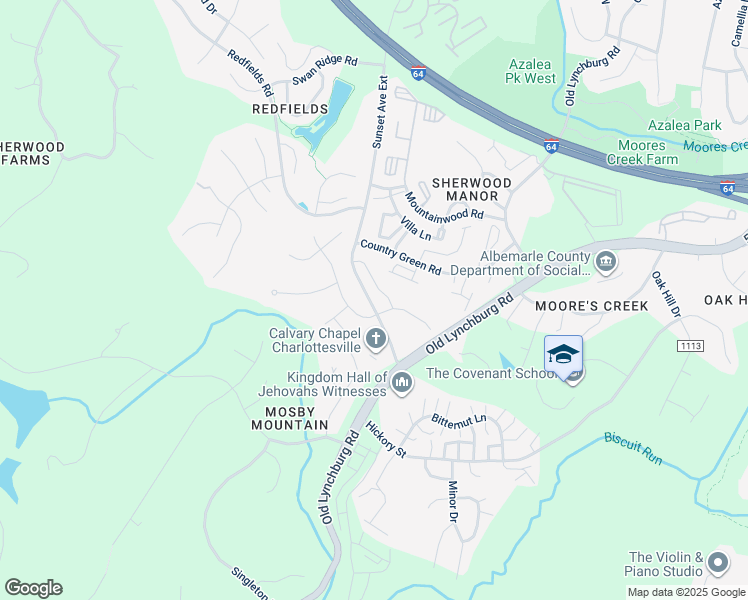 map of restaurants, bars, coffee shops, grocery stores, and more near 1167 Sunset Avenue Extended in Charlottesville