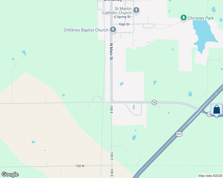 map of restaurants, bars, coffee shops, grocery stores, and more near 933 South Main Street in Chrisney