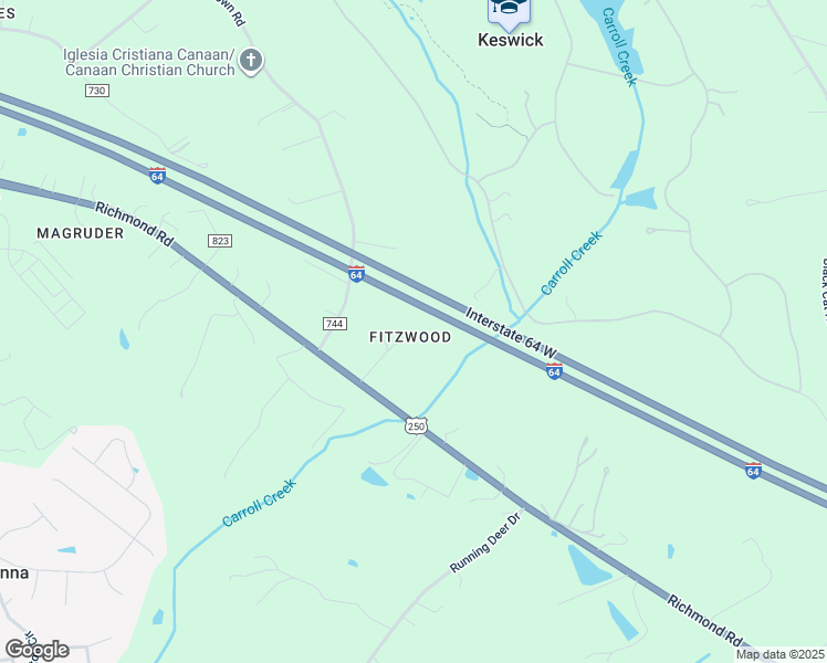 map of restaurants, bars, coffee shops, grocery stores, and more near 3941 Fitzwood Drive in Keswick