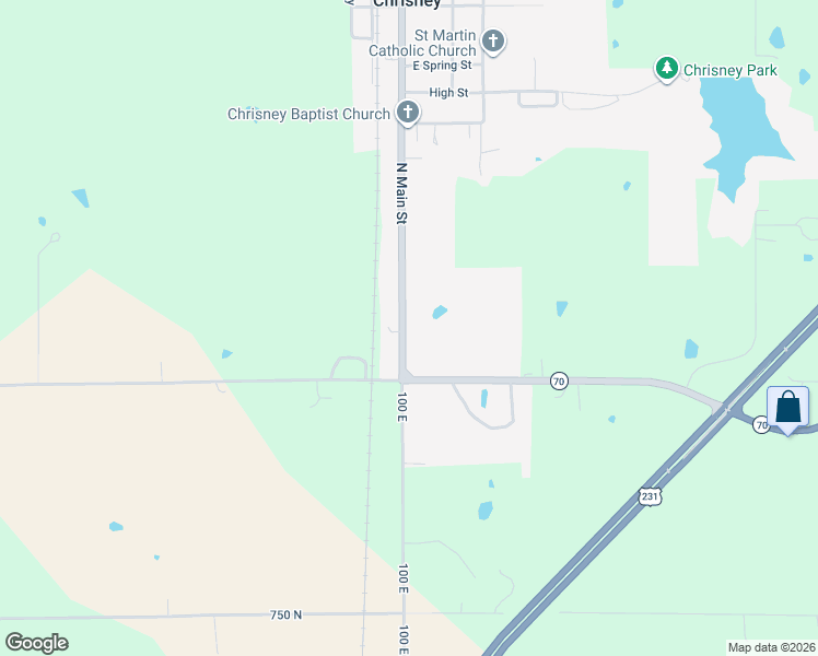 map of restaurants, bars, coffee shops, grocery stores, and more near 933-989 South Main Street in Chrisney