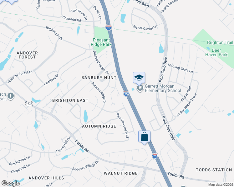 map of restaurants, bars, coffee shops, grocery stores, and more near 3664 Iron Lace Drive in Lexington