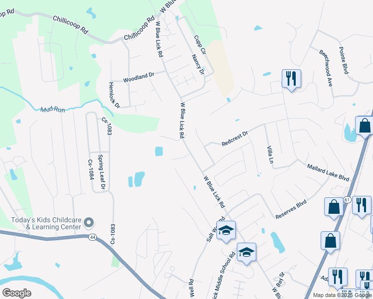 map of restaurants, bars, coffee shops, grocery stores, and more near 130 Landmark Court in Shepherdsville