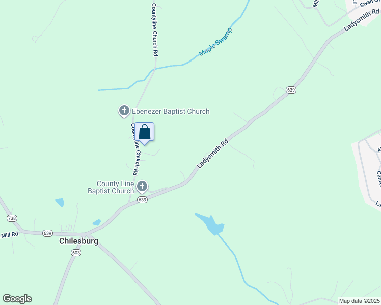 map of restaurants, bars, coffee shops, grocery stores, and more near 4111 Ladysmith Road in Ruther Glen