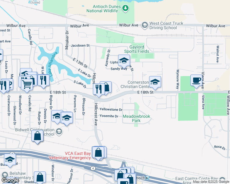 map of restaurants, bars, coffee shops, grocery stores, and more near 1684 Somerset Place in Antioch