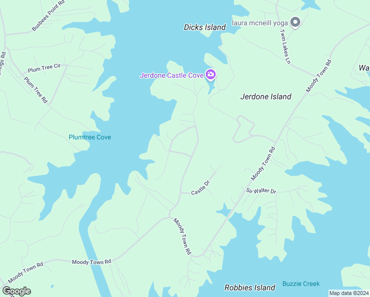 map of restaurants, bars, coffee shops, grocery stores, and more near 38 Jerdone Island Drive in Bumpass
