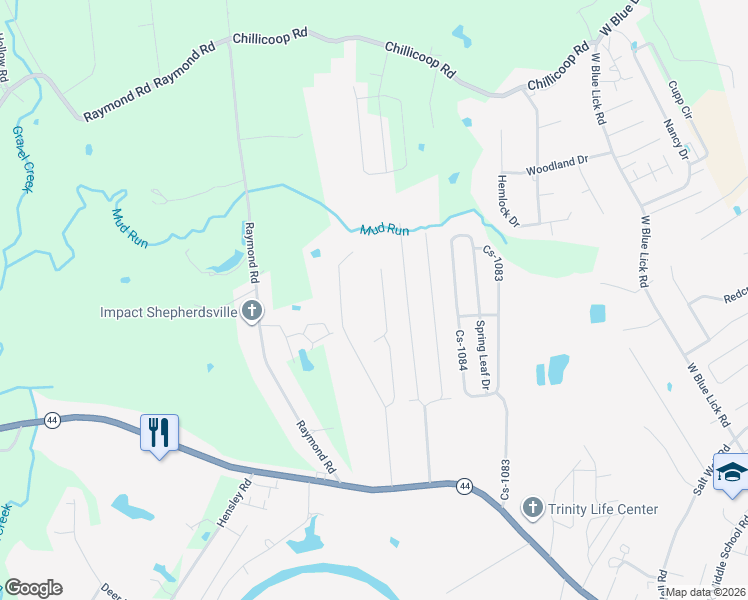 map of restaurants, bars, coffee shops, grocery stores, and more near 400 River Trce in Shepherdsville