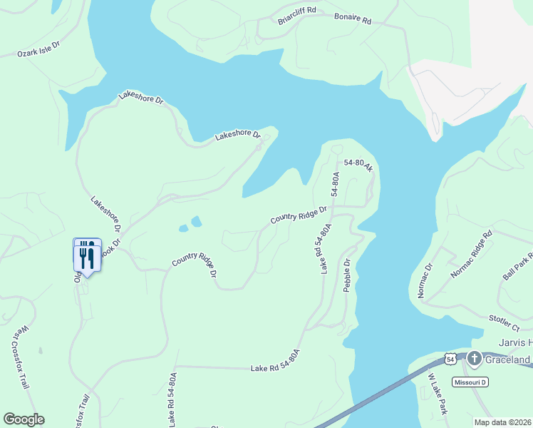 map of restaurants, bars, coffee shops, grocery stores, and more near 401 Country Ridge Drive in Camdenton