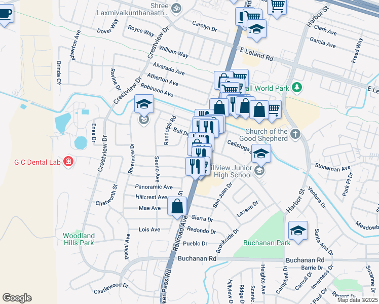 map of restaurants, bars, coffee shops, grocery stores, and more near 102 Madoline Street in Pittsburg