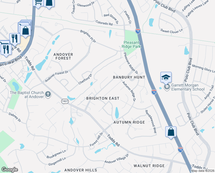 map of restaurants, bars, coffee shops, grocery stores, and more near 1076 Kavenaugh Lane in Lexington