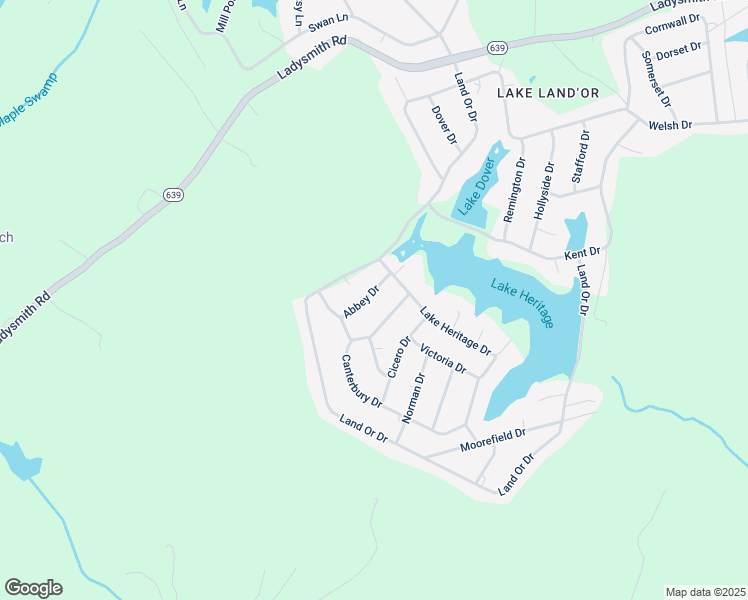 map of restaurants, bars, coffee shops, grocery stores, and more near 614 Abbey Drive in Ruther Glen