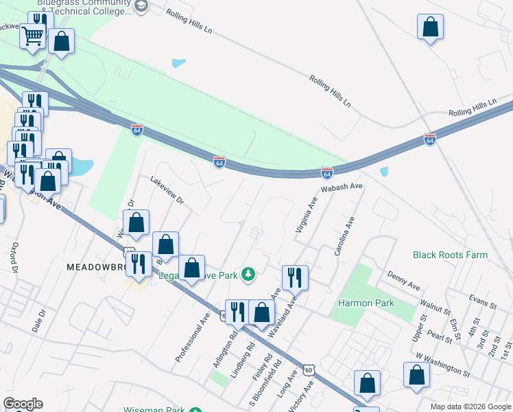map of restaurants, bars, coffee shops, grocery stores, and more near 81 Bon-Haven Avenue in Winchester
