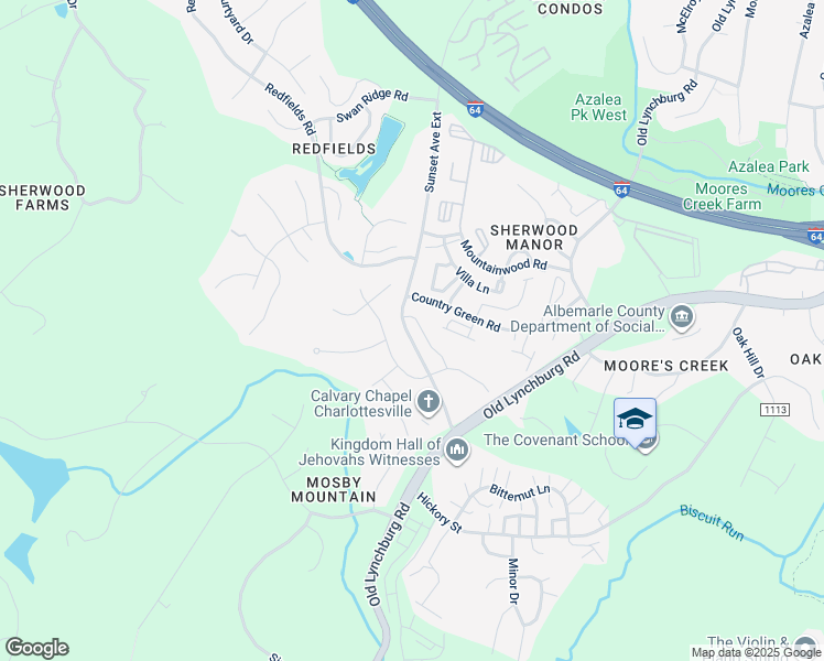 map of restaurants, bars, coffee shops, grocery stores, and more near 1123 Sunset Avenue Extended in Charlottesville