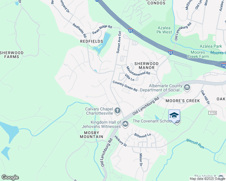 map of restaurants, bars, coffee shops, grocery stores, and more near 1121 Sunset Avenue Extended in Charlottesville