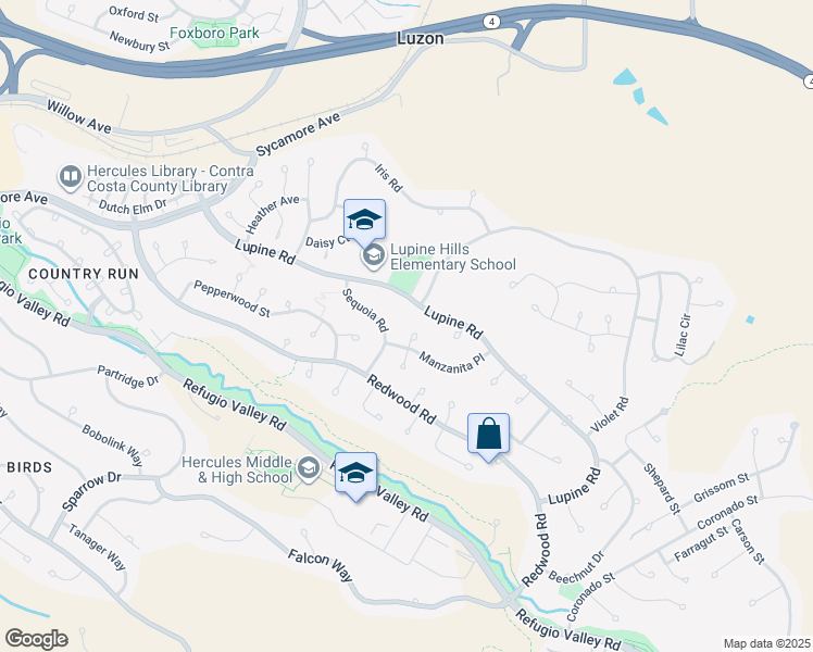 map of restaurants, bars, coffee shops, grocery stores, and more near 115 Nutmeg Court in Hercules