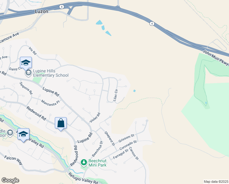 map of restaurants, bars, coffee shops, grocery stores, and more near 202 Lilac Circle in Hercules
