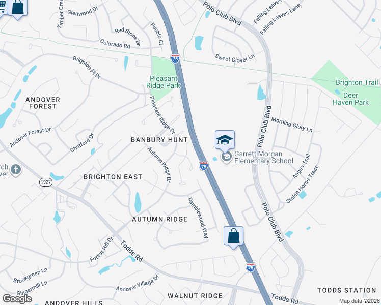 map of restaurants, bars, coffee shops, grocery stores, and more near 1204 Iron Lace Court in Lexington