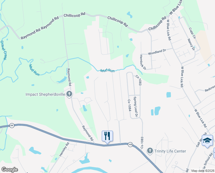 map of restaurants, bars, coffee shops, grocery stores, and more near 400 River Trce in Shepherdsville