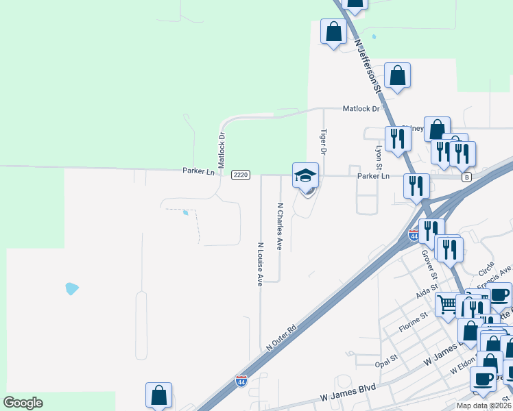 map of restaurants, bars, coffee shops, grocery stores, and more near 613 North Louise Avenue in Saint James