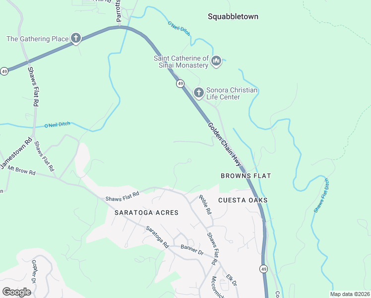 map of restaurants, bars, coffee shops, grocery stores, and more near 20901 Shaws Flat Road in Sonora