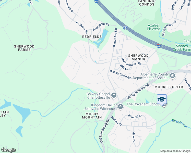 map of restaurants, bars, coffee shops, grocery stores, and more near Bleeker St in Albemarle County