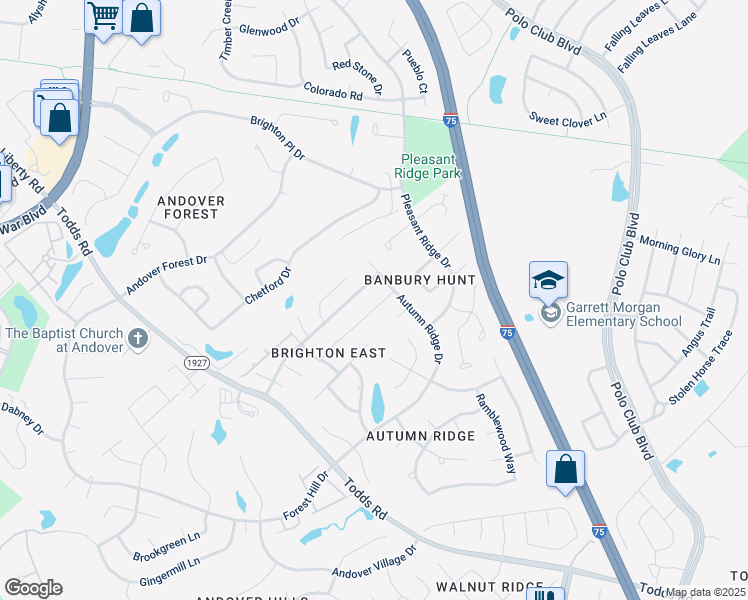 map of restaurants, bars, coffee shops, grocery stores, and more near 1065 Marco Lane in Lexington