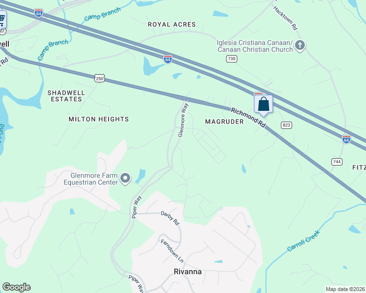 map of restaurants, bars, coffee shops, grocery stores, and more near 1039-1041 Glenmore Way in Albemarle