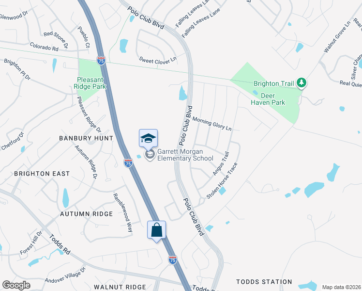 map of restaurants, bars, coffee shops, grocery stores, and more near 3561 Polo Club Boulevard in Lexington