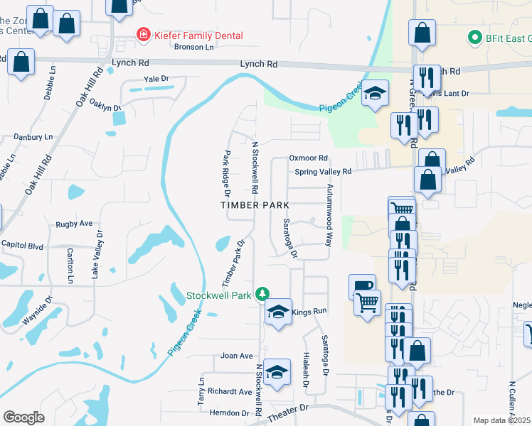 map of restaurants, bars, coffee shops, grocery stores, and more near 3028 Crossbow Lane in Evansville