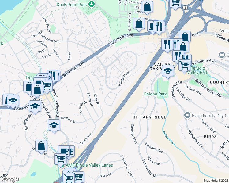 map of restaurants, bars, coffee shops, grocery stores, and more near 350 Scotts Valley in Hercules
