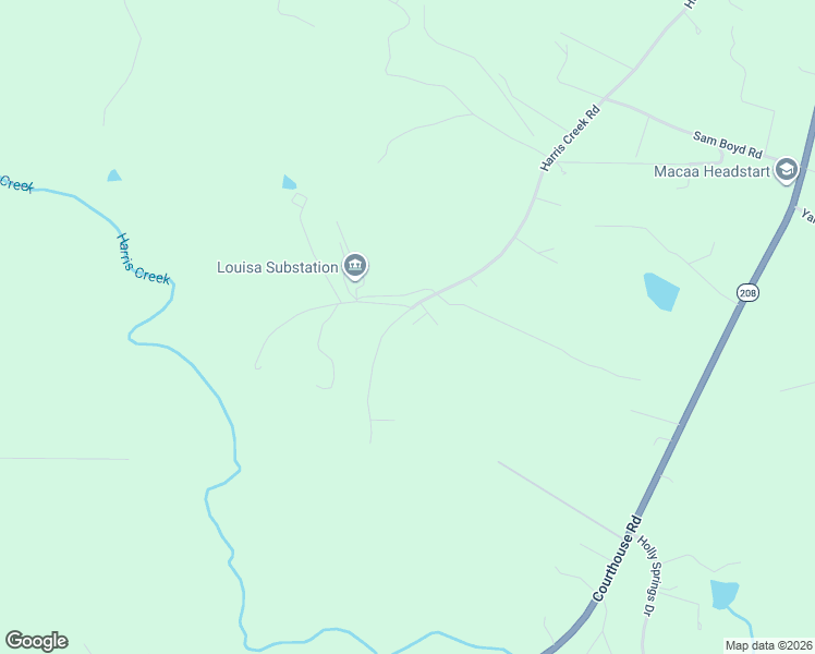 map of restaurants, bars, coffee shops, grocery stores, and more near 1371 Harris Creek Road in Louisa