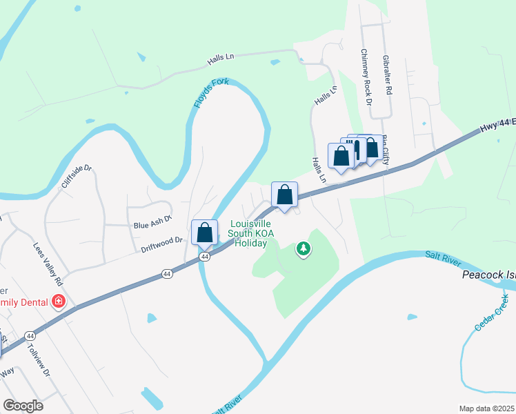 map of restaurants, bars, coffee shops, grocery stores, and more near 154 Boardwalk Avenue in Shepherdsville