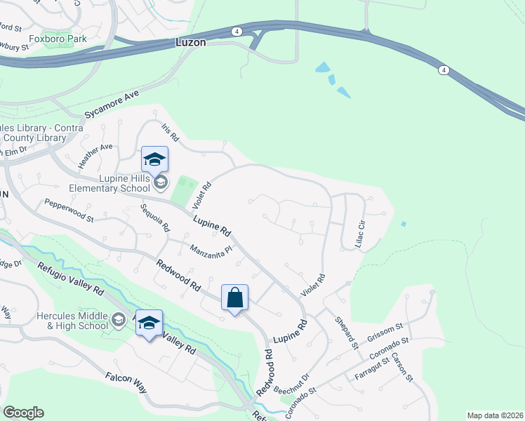 map of restaurants, bars, coffee shops, grocery stores, and more near 193 Marigold Place in Hercules